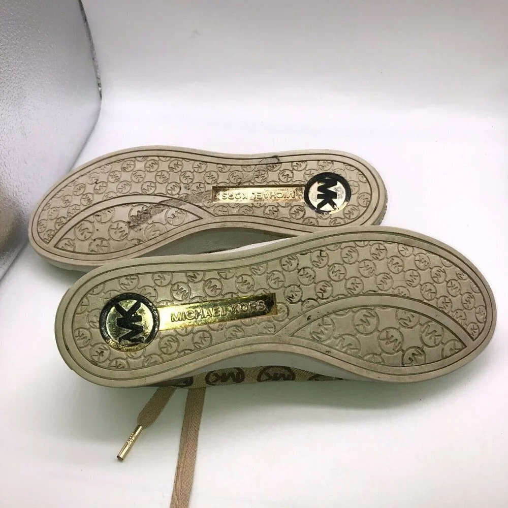 Michael Kors Womens Sz 6 M Lace Up Logo Signature Fashion Shoes Low Top Sneakers